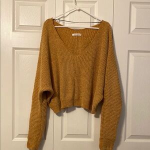 12th Tribe Orange Off-the-Shoulder Sweater Relaxed Fit